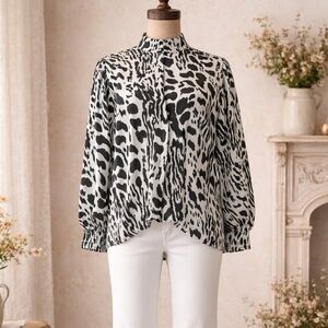 ba&sh opus black & white printed blouse